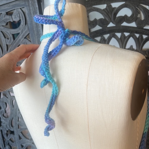 🦋 Hand Crocheted Hippie Halter Multicolored Woodstock Festival Top 🦋 Free Size - Picture 4 of 8